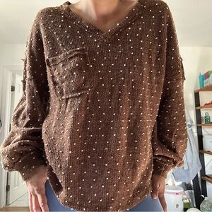 Brown Polka Dot Women's Top